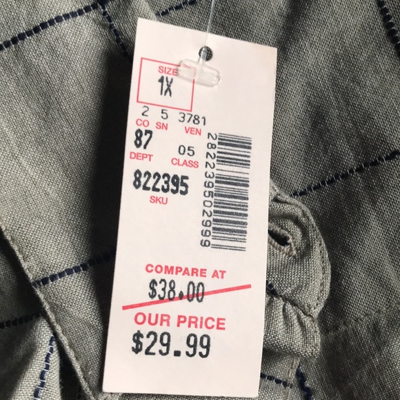 Maggie&Max light brown embroidered floral long sleeve button down shirt Size 1X - Picture 5 of 11